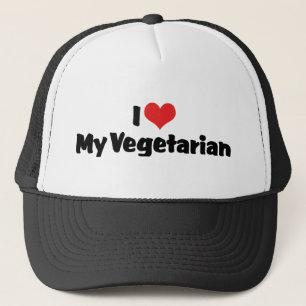 I Love My Vegetarian Trucker Hat
