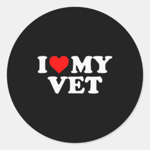 I Love My Vet - Red Heart Classic Round Sticker
