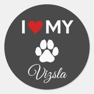 I love my Vizsla dog custom text Classic Round Sticker