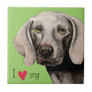 I Love my Weimaraner Tile