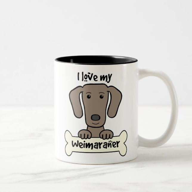 I Love My Weimaraner Two-Tone Coffee Mug (Right)