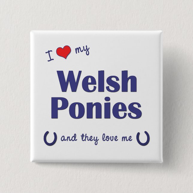 I Love My Welsh Ponies (Multiple Ponies) 15 Cm Square Badge (Front)