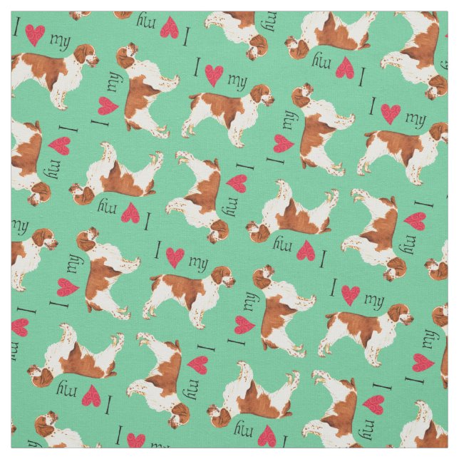 I Love my Welsh Springer Spaniel Fabric (Swatch)
