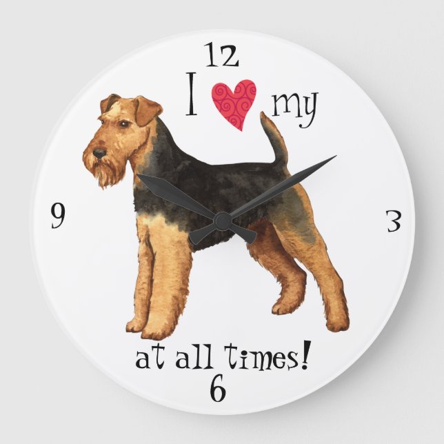 I Love my Welsh Terrier Large Clock (Front)