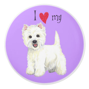 I Love my Westie Ceramic Knob
