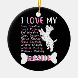 I Love My Westie Ceramic Ornament