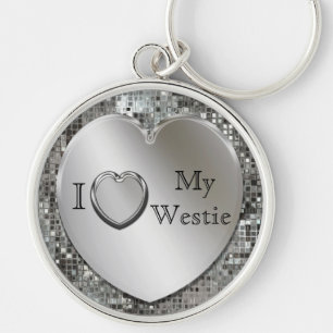 I Love My Westie Heart Keychain