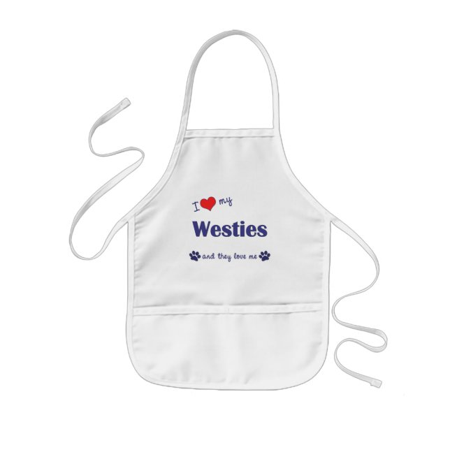 I Love My Westies (Multiple Dogs) Kids Apron (Front)
