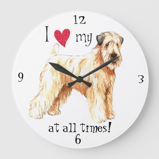 I Love my Wheaten Terrier Large Clock (Front)