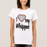 I Love My Whippet - Heart Shaped Dog Photo Frame T-Shirt<br><div class="desc">This fun t-shirt will let you show how much you love your Whippet! The shirt features a fun heart shaped photo drop-in frame where you can upload a photo of your own Whippet. Dog lovers will fall in love with this fun customisable t-shirt that allows you to upload your own...</div>