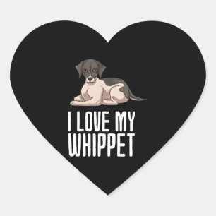 I Love My Whippet Heart Sticker