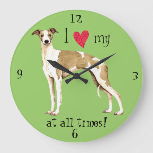I Love my Whippet Large Clock