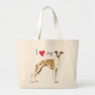 I Love my Whippet Large Tote Bag