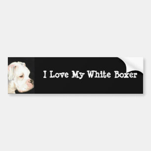 I Love My White Boxer Dog Art Bumper Sticker