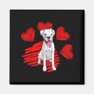 I Love My White Boxer Dog Paw Heart Valentines Day Magnet