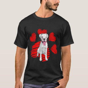 I Love My White Boxer Dog Paw Heart Valentines Day T-Shirt