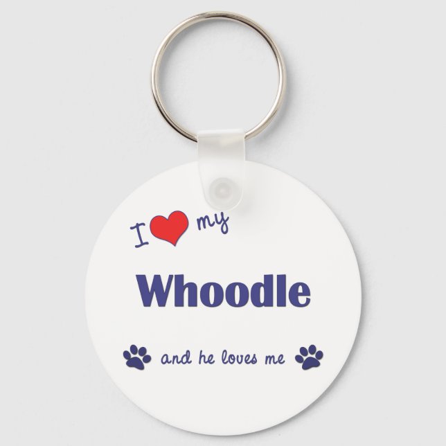 I Love My Whoodle (Male Dog) Key Ring (Front)