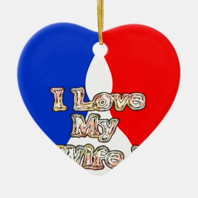 "I Love My Wife" Art Print Ceramic Tree Decoration (Front)