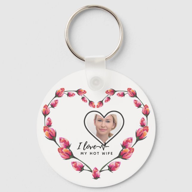 I Love My WIFE - Best friend Personalized PHOTO Key Ring (Front)