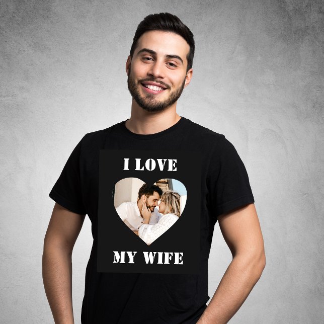 I Love My Wife Heart Custom Personalised Photo T-Shirt (Creator Uploaded)