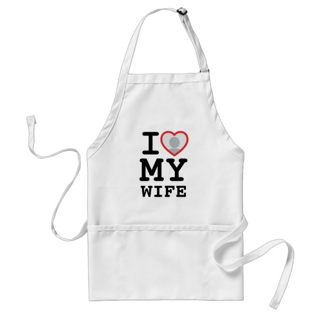 I Love My Wife Heart Photo Standard Apron (Front)