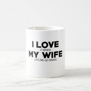 I Love My Wife Lets Me Go Skiing Mugs