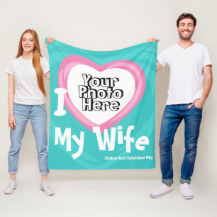 I love my wife married anniversary couple photo fleece blanket