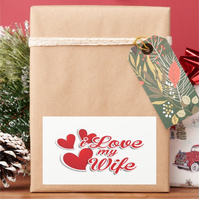 I Love My Wife Rectangular Sticker (Holiday)