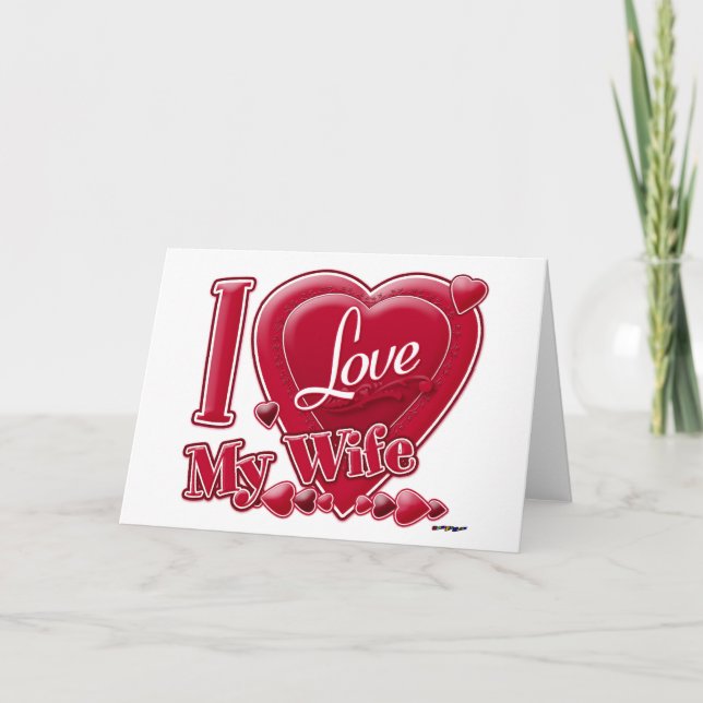 I Love My Wife red - heart Holiday Card (Front)