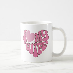 I Love My Wife Retro Pink Heart Design  Coffee Mug