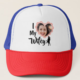 I Love My Wifey Heart Wedding Personalised Photo T Trucker Hat