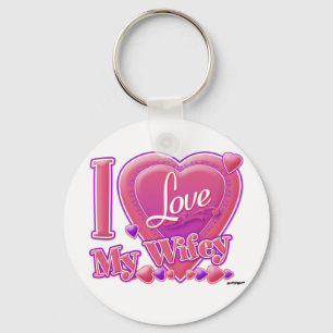 I Love My Wifey pink/purple - heart Key Ring