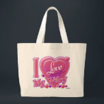 I Love My Wifey pink/purple - heart Large Tote Bag<br><div class="desc">I Love My Wifey pink/purple - heart</div>