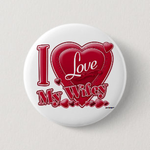 I Love My Wifey red - heart 6 Cm Round Badge