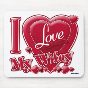 I Love My Wifey red - heart Mouse Pad