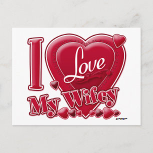 I Love My Wifey red - heart Postcard