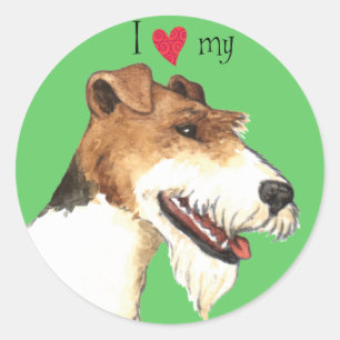 I Love my Wire Fox Terrier Classic Round Sticker