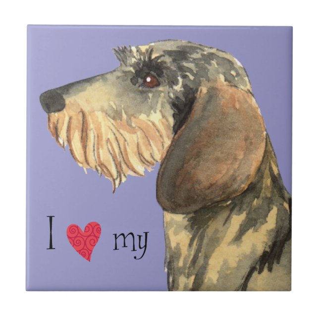 I Love my Wirehaired Dachshund Ceramic Tile (Front)