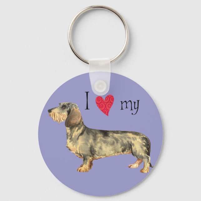 I Love my Wirehaired Dachshund Key Ring (Front)