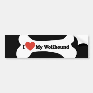 I Love My Wolfhound - Dog Bone Bumper Sticker