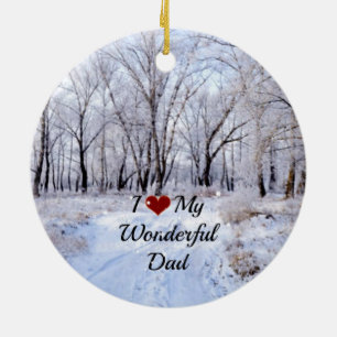 I Love My Wonderful Dad - Snowy Winter Day Ceramic Tree Decoration