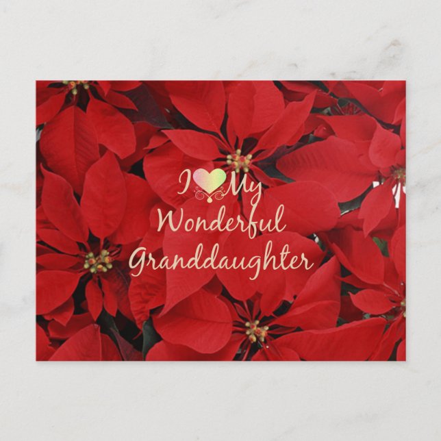 I Love My Wonderful Granddaughter, Christmas Postcard (Front)