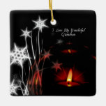 I Love My Wonderful Grandson Ceramic Ornament<br><div class="desc">I Love My Wonderful Grandson,  custom design with stars and candle.</div>