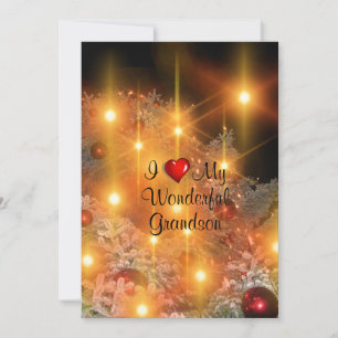 I Love My Wonderful Grandson Holiday Card