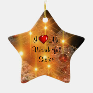 I Love My Wonderful Sister Ceramic Tree Decoration