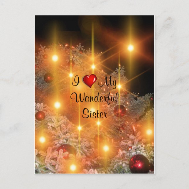 I Love My Wonderful Sister Holiday Postcard (Front)