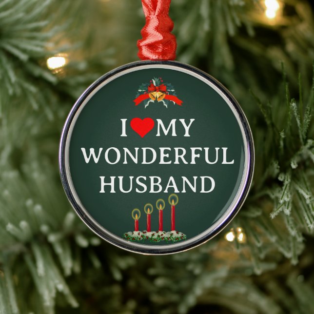 I Love my Wonderful Wife, Christmas, Metal Ornament (Tree)