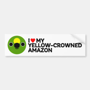 I LOVE MY YELLOW-CROWNED AMAZON BUMPER STICKER