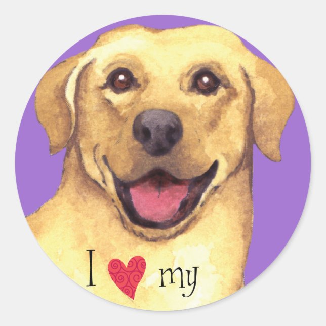 I Love my Yellow Lab Classic Round Sticker (Front)