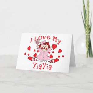I love My YiaYia Rag Doll & Hearts Card